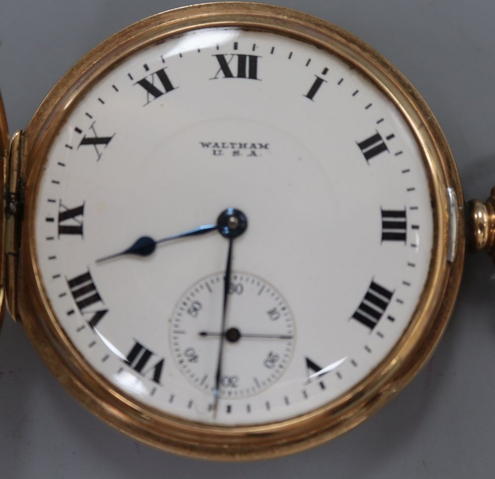 A George V 9ct gold Bartlett hunter keyless pocket watch, with Roman dial, gross 97.3 grams,